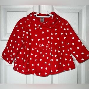 Carter’s Jacket Baby Girl Lightweight Cotton Red/White Hearts Peacoat size 18m